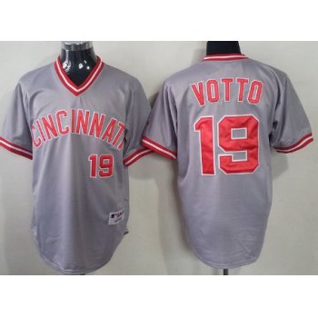 Cincinnati Reds #19 Joey Votto Gray Pullover Jersey