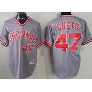 Cincinnati Reds #47 Johnny Cueto Gray Pullover Jersey