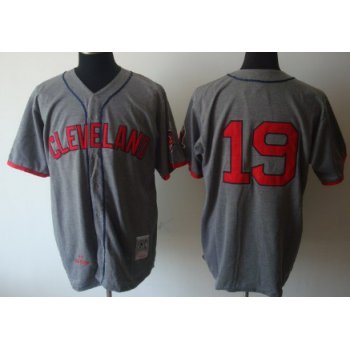 Cleveland Indians #19 Bob Feller 1948 Gray Wool Throwback Jersey