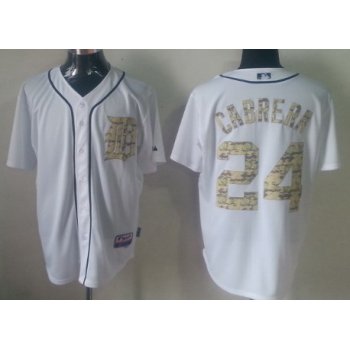 Detroit Tigers #24 Miguel Cabrera White With Camo Jersey