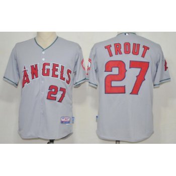 LA Angels of Anaheim #27 Mike Trout Gray Jersey