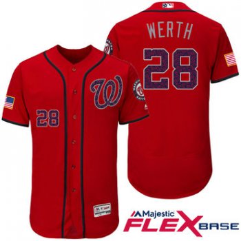 Men's Washington Nationals #28 Jayson Werth Red Stars & Stripes Fashion Independence Day Stitched MLB Majestic Flex Base Jersey