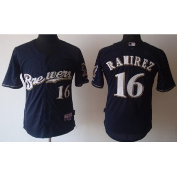 Milwaukee Brewers #16 Aramis Ramirez Navy Blue Jersey