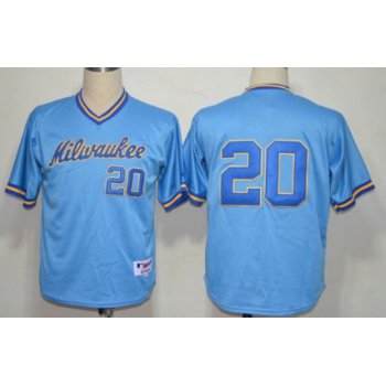 Milwaukee Brewers #20 Jonathan Lucroy Light Blue Pullover Jersey