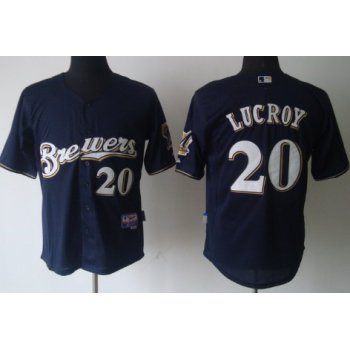 Milwaukee Brewers #20 Jonathan Lucroy Navy Blue Jersey