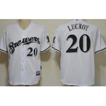 Milwaukee Brewers #20 Jonathan Lucroy White Jersey