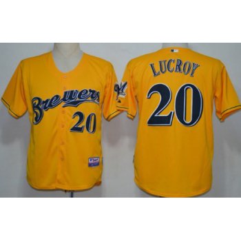 Milwaukee Brewers #20 Jonathan Lucroy Yellow Jersey