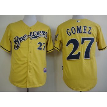 Milwaukee Brewers #27 Carlos Gomez Yellow Jersey