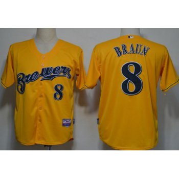 Milwaukee Brewers #8 Ryan Braun Yellow Jersey