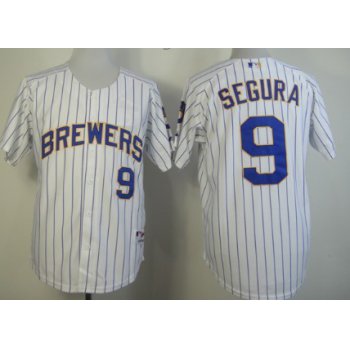 Milwaukee Brewers #9 Jean Segura White Pinstripe Jersey