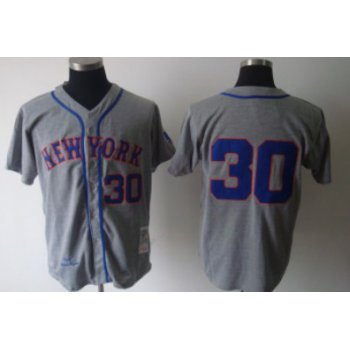 New York Mets #30 Nolan Ryan 1969 Gray Wool Throwback Jersey