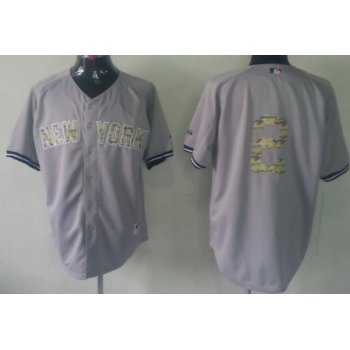 New York Yankees #2 Derek Jeter Gray With Camo Jersey