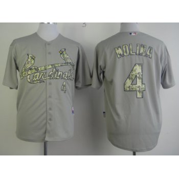 St. Louis Cardinals #4 Yadier Molina Gray With Camo Jersey