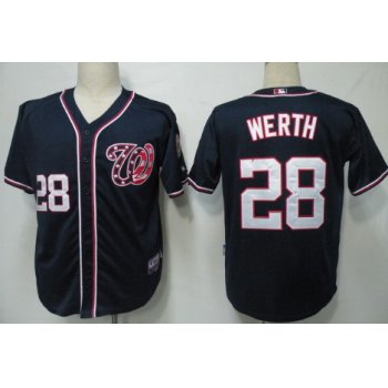 Washington Nationals #28 Jayson Werth Navy Blue Jersey