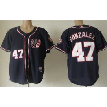 Washington Nationals #47 Gio Gonzalez Navy Blue Jersey