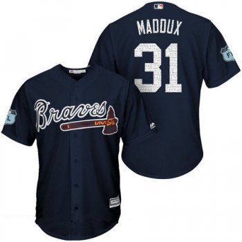 Men's Atlanta Braves #31 Greg Maddux Navy Blue 2017 Spring Training Stitched MLB Majestic Cool Base Jersey