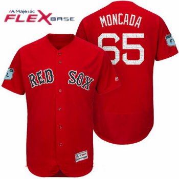 Men's Boston Red Sox #65 Yoan Moncada Red 2017 Spring Training Stitched MLB Majestic Flex Base Jersey