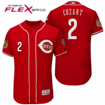 Men's Cincinnati Reds #2 Zack Cozart Red 2017 Spring Training Stitched MLB Majestic Flex Base Jersey