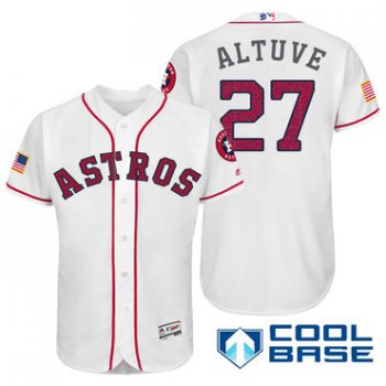 Men's Houston Astros #27 Jose Altuve White Stars & Stripes Fashion Independence Day Stitched MLB Majestic Cool Base Jersey