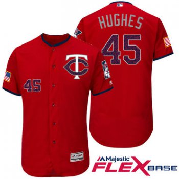 Men's Minnesota Twins #45 Phil Hughes Red Stars & Stripes Fashion Independence Day Stitched MLB Majestic Flex Base Jersey