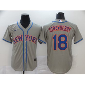 Men's New York Mets #18 Darryl Strawberry Gray Stitched MLB Cool Base Nike Jersey