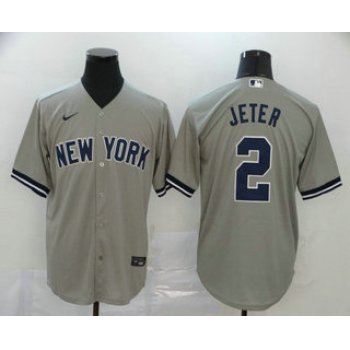 Men's New York Yankees #2 Derek Jeter Gray Stitched MLB Cool Base Nike Jersey