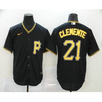 Men's Pittsburgh Pirates #21 Roberto Clemente Black Stitched MLB Cool Base Nike Jersey