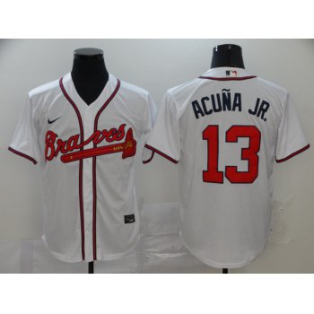 Men's Atlanta Braves #13 Ronald Acuna Jr. White Stitched MLB Cool Base Nike Jersey