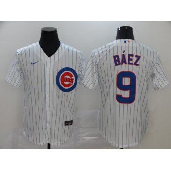 Men's Chicago Cubs #9 Javier Baez White Stitched MLB Cool Base Nike Jersey