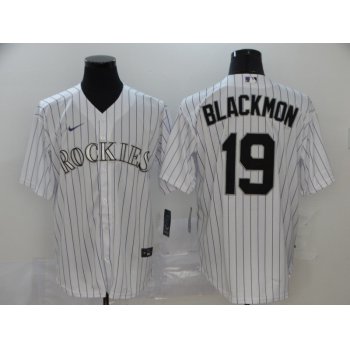 Men's Colorado Rockies #19 Charlie Blackmon White Stitched MLB Cool Base Nike Jersey