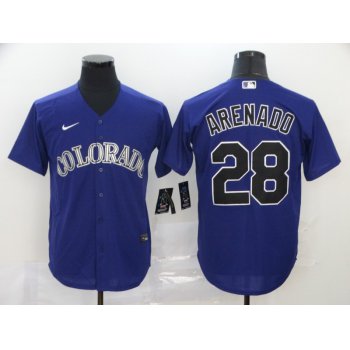 Men's Colorado Rockies #28 Nolan Arenado Purple Stitched MLB Cool Base Nike Jersey