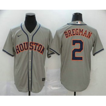 Men's Houston Astros #2 Alex Bregman Gray Stitched MLB Cool Base Nike Jersey