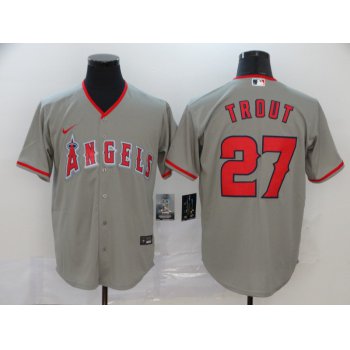 Men's Los Angeles Angels #27 Mike Trout Gray Stitched MLB Cool Base Nike Jersey