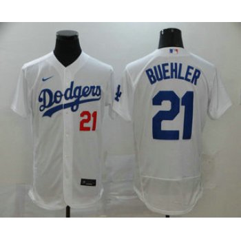 Men's Los Angeles Dodgers #21 Walker Buehler White Stitched MLB Flex Base Nike Jersey