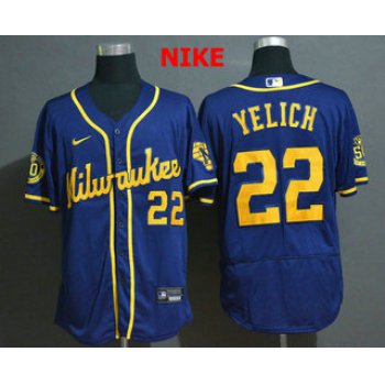 Men's Milwaukee Brewers #22 Christian Yelich Light Blue Stitched MLB Flex Base Nike Jersey