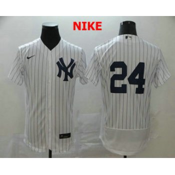 Men's New York Yankees #24 Gary Sanchez White Home No Name Stitched MLB Flex Base Nike Jersey