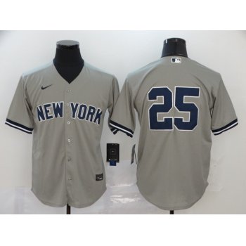 Men's New York Yankees #25 Gleyber Torres Gray No Name Stitched MLB Cool Base Nike Jersey