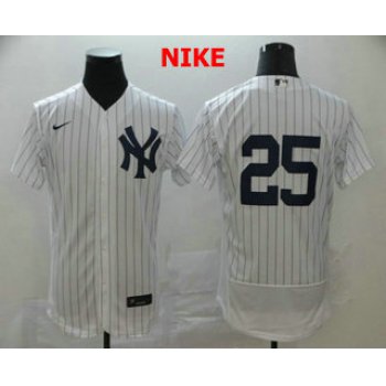 Men's New York Yankees #25 Gleyber Torres White Home No Name Stitched MLB Flex Base Nike Jersey