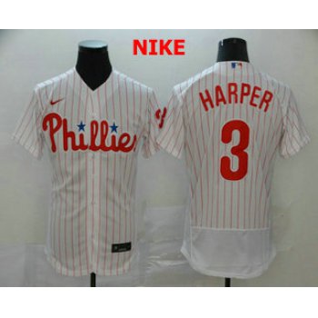 Men's Philadelphia Phillies #3 Bryce Harper White Home Stitched MLB Flex Base Nike Jersey