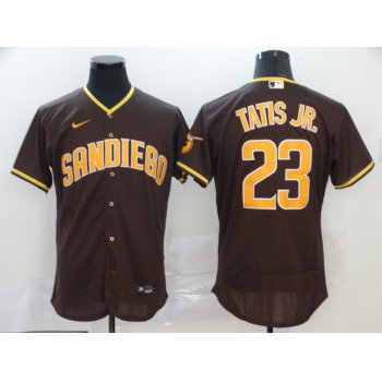 Men's San Diego Padres #23 Fernando Tatis Jr. Brown Pinstripe Stitched MLB Flex Base Nike Jersey