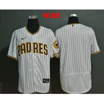 Men's San Diego Padres Blank White Pinstripe Stitched MLB Flex Base Nike Jersey