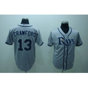 Men's Tampa Bay Rays #13 Carl Crawford Gray Road Stitched MLB Majestic Cool Base Jersey