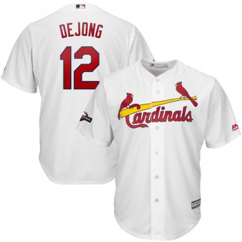 St. Louis Cardinals #12 Paul DeJong Majestic 2019 Postseason Official Cool Base Player White Jersey