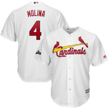 St. Louis Cardinals #4 Yadier Molina Majestic 2019 Postseason Official Cool Base Player White Jersey