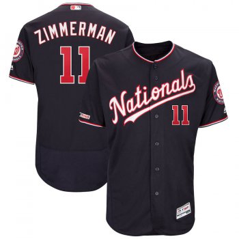 Washington Nationals #11 Ryan Zimmerman Majestic Alternate Authentic Collection Flex Base Player Navy Jersey