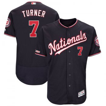 Washington Nationals #7 Trea Turner Majestic Alternate Authentic Collection Flex Base Player Navy Jersey