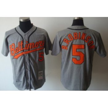 Baltimore Orioles #5 Brooks Robinson 1966 Gray Wool Throwback Jersey