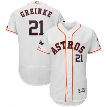 Houston Astros #21 Zack Greinke Majestic 2019 Postseason Authentic Flex Base Player White Jersey