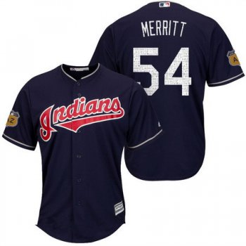 Men's Cleveland Indians #54 Ryan Merritt Navy Blue 2017 Spring Training Stitched MLB Majestic Cool Base Jersey