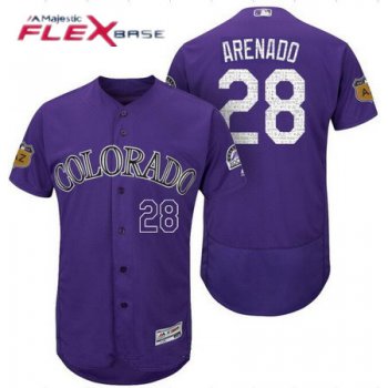 Men's Colorado Rockies #28 Nolan Arenado Purple 2017 Spring Training Stitched MLB Majestic Flex Base Jersey